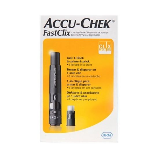 Dispositivo de punción Accu Chek Fastclix kit punzador + cartucho de 6 lancetas