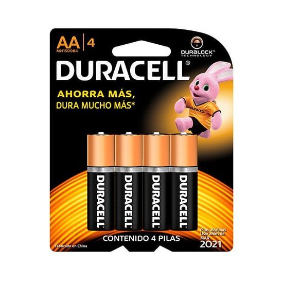 Duracell Pila Chica Doble AA 4 unidades