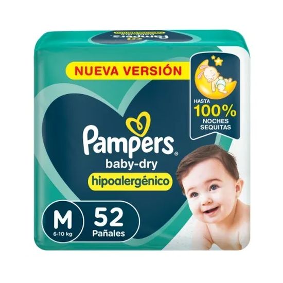 Pampers Baby Dry pañales talle Medianos 52 Unidades