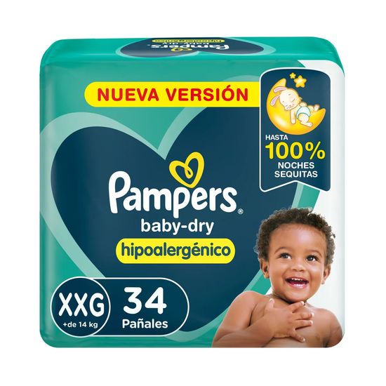 Pañales Pampers Baby Dry Talle XXG 34 unidades