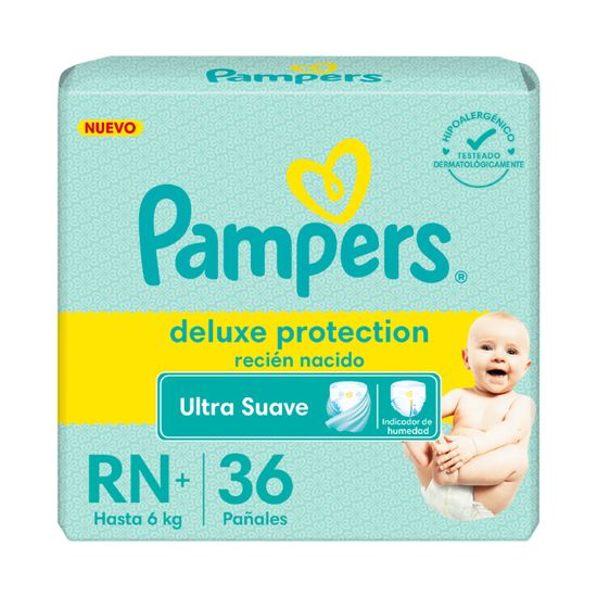 Pampers Pañales Deluxe Proteccion RN+ 36 unidades