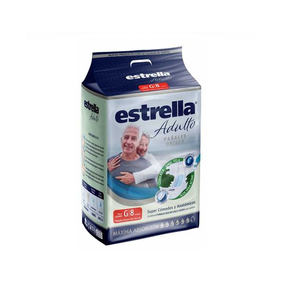 Estrella Pañales Adulto Unisex Grande 8 Unidades