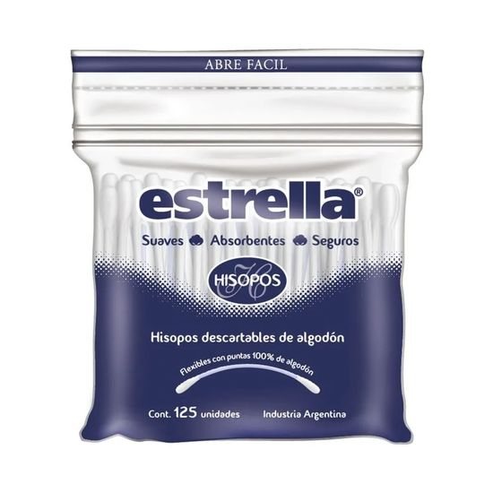 Estrella Hisopos Descartables De Algodón Bolsa Zipper 125u