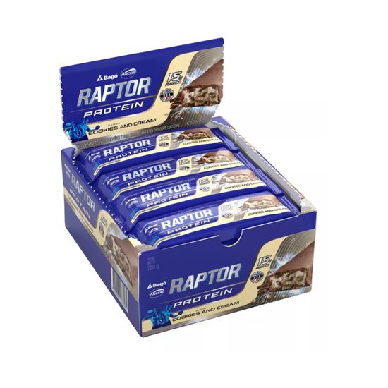 Barra Raptor Protein sabor Cookies y Cream 16 unidades