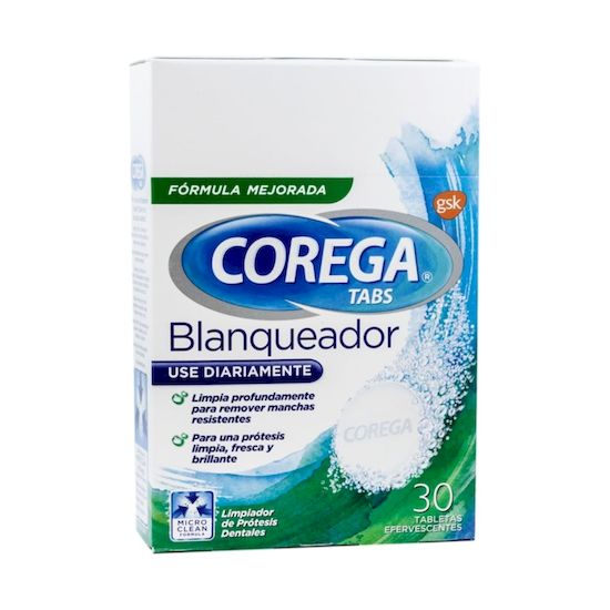 Corega tabs blanqueador tab 30 unidades