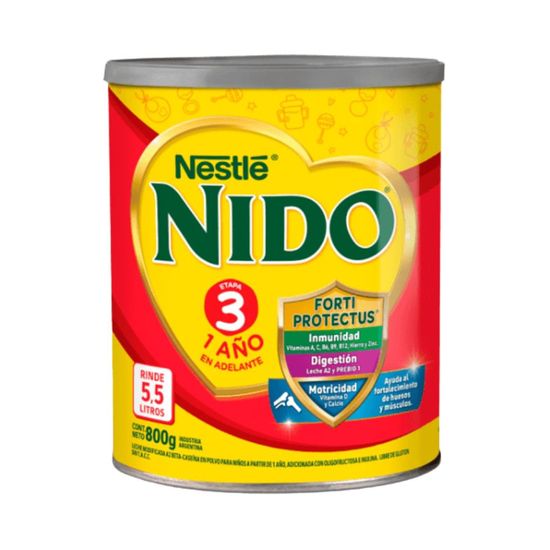 Nido 3 Prebio 1 Leche En Polvo 800gr